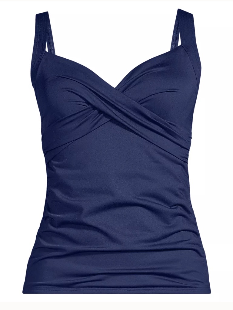 Lands End Tankini Size 16 Dd Cup Sweetheart Wrap Underwire Top Navy